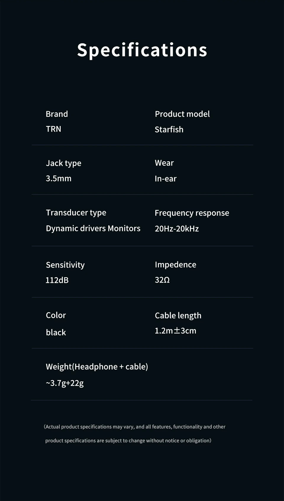 TRN Starfish Earphones 12mm Dynamic Driver In-ear Monitors  Beryllium coated Diaphragm Headset Hi-Fi Headphones with Detachable