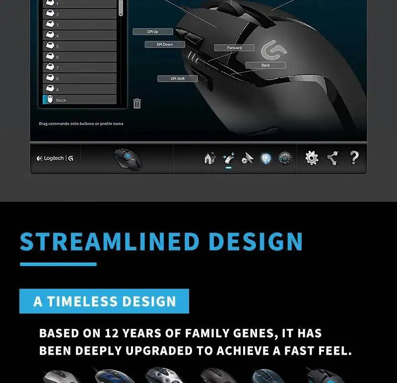 Mouse de gaming Logitech G402 Fusion Engine Tech, 4 setări DPI, procesor pe 32 de biți, antiderapant, pentru gaming competitiv profesional