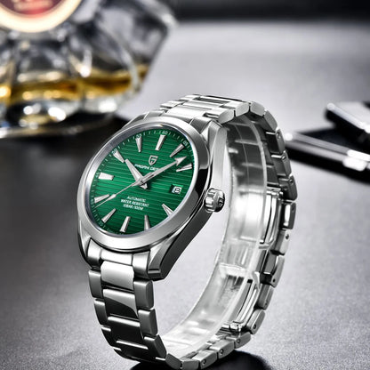 Reloj de lujo para hombre PAGANI DESIGN – Modelo automático mecánico (calibre 8215), de acero inoxidable, hermético, con indicador de fecha y agujas luminiscentes
