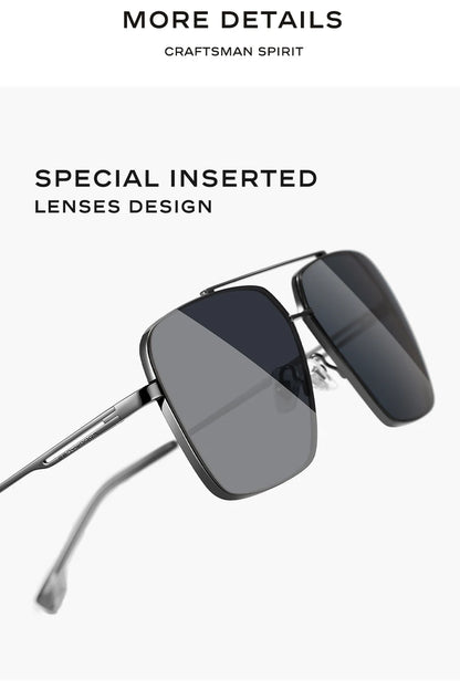 CAPONI Nylon Polarized Sunglasses For Men Square Driving Fashionable Alloy Shades Anti-Glare UV400 Protection Sun Glasses CP1325