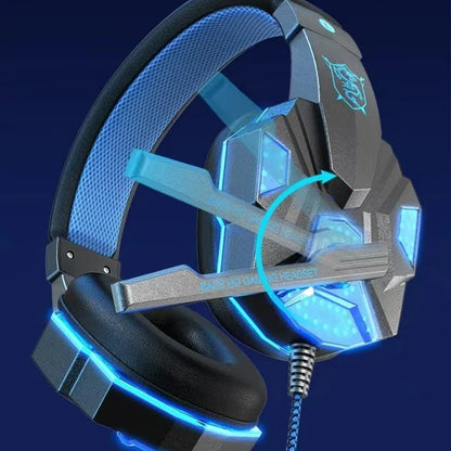 Auriculares gaming HOMEFISH SY830MV RGB con micrófono – Auriculares gaming over-ear con cable para PC, PS5, Xbox y Nintendo Switch, auriculares esports ligeros con sonido envolvente 3D