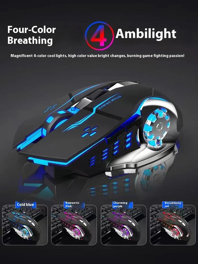 Q13 2.4G Bluetooth Wireless Mouse RGB Backlight DPI Adjustable 6 Keys USB Rechargeable Mechanical E-Sports Mouse for PC Laptop