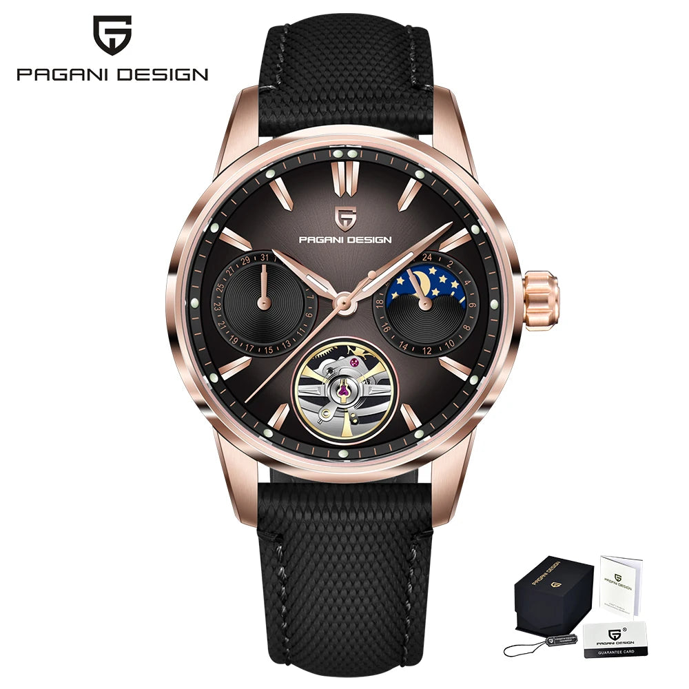 PAGANI DESIGN 41mm Men’s Luxury Mechanical Watch  Sapphire Crystal, Leather Strap & Waterproof