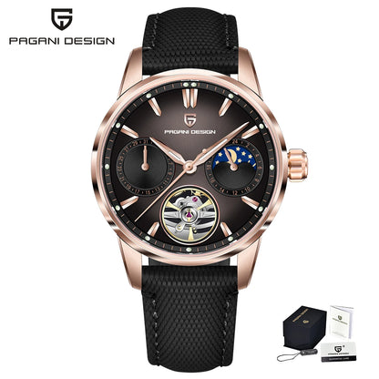 PAGANI DESIGN 41mm Men’s Luxury Mechanical Watch  Sapphire Crystal, Leather Strap & Waterproof