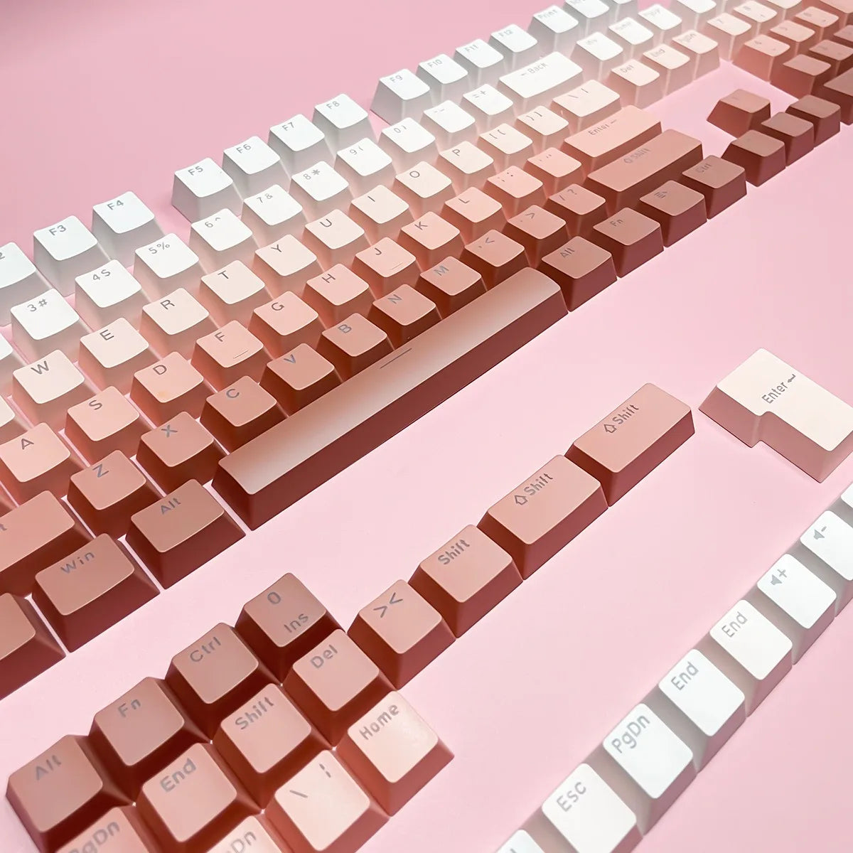 Teclas Gamer RGB retroiluminadas em degradé para teclado mecânico com switch MX, perfil OEM, PBT, branco e azul, layout ISO, teclas DIY