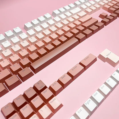 Teclas Gamer RGB retroiluminadas em degradé para teclado mecânico com switch MX, perfil OEM, PBT, branco e azul, layout ISO, teclas DIY