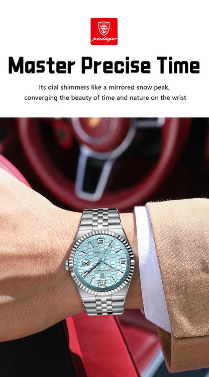 POEDAGAR High Quality Original Men Clock Waterproof Luminous Date Luxury Man Watch Stainless Steel Quartz Men's Watches Male+Box