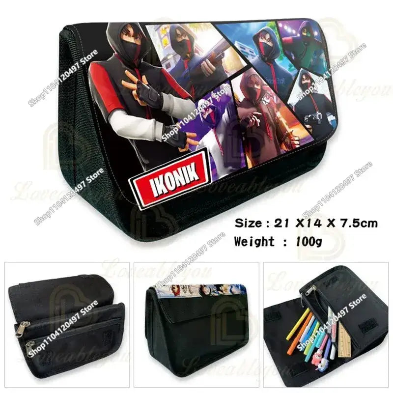 Голям ученически несесер Fortnited с голям капацитет, калъф за моливи, детска играчка, чанта за химикалки, ученически пособия, несесер за канцеларски материали, геймърски подаръци за момчета