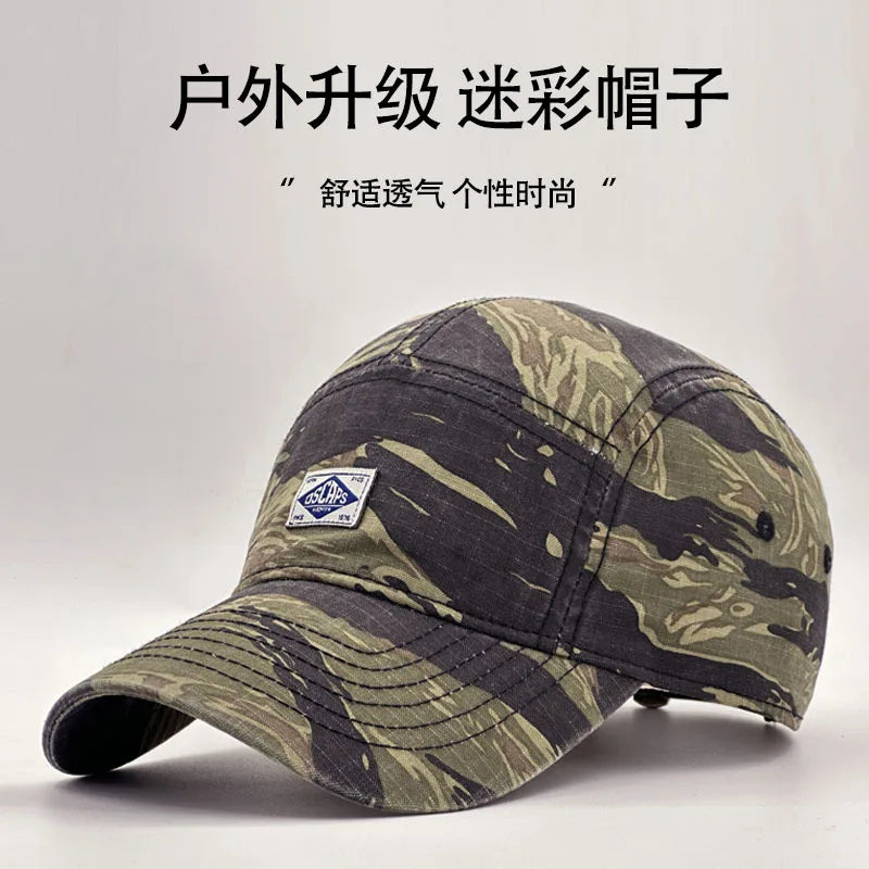 Arbejdstøj-inspireret camouflage-baseballkasket med kort skygge til mænd og kvinder, trendy unisex-solhat til udendørs brug