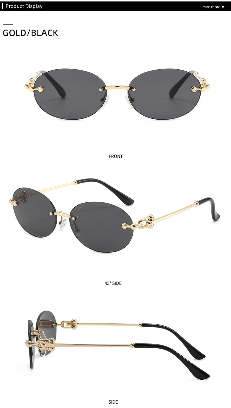 Oval Rimless Sunglasses High-End Casual and Luxurious Women's Borderless Sun Glasses Fashion and Personalized Sunglasses