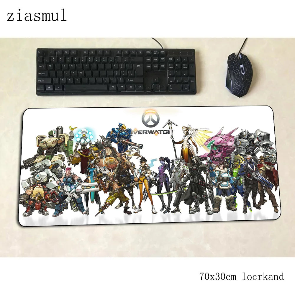 Overwatch pelės kilimėlis, animacinio stiliaus kompiuterio kilimėlis 700x300x3mm, didelis žaidimų pelės kilimėlis, Indie Pop klaviatūros kilimėlis PC žaidėjų stalui