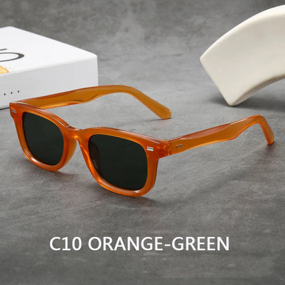 Men's Thick Framed Retro Brown Sunglasses Narrow Framed Hip-hop Style Rapper Eyewear Vacation Sunglasses UV400
