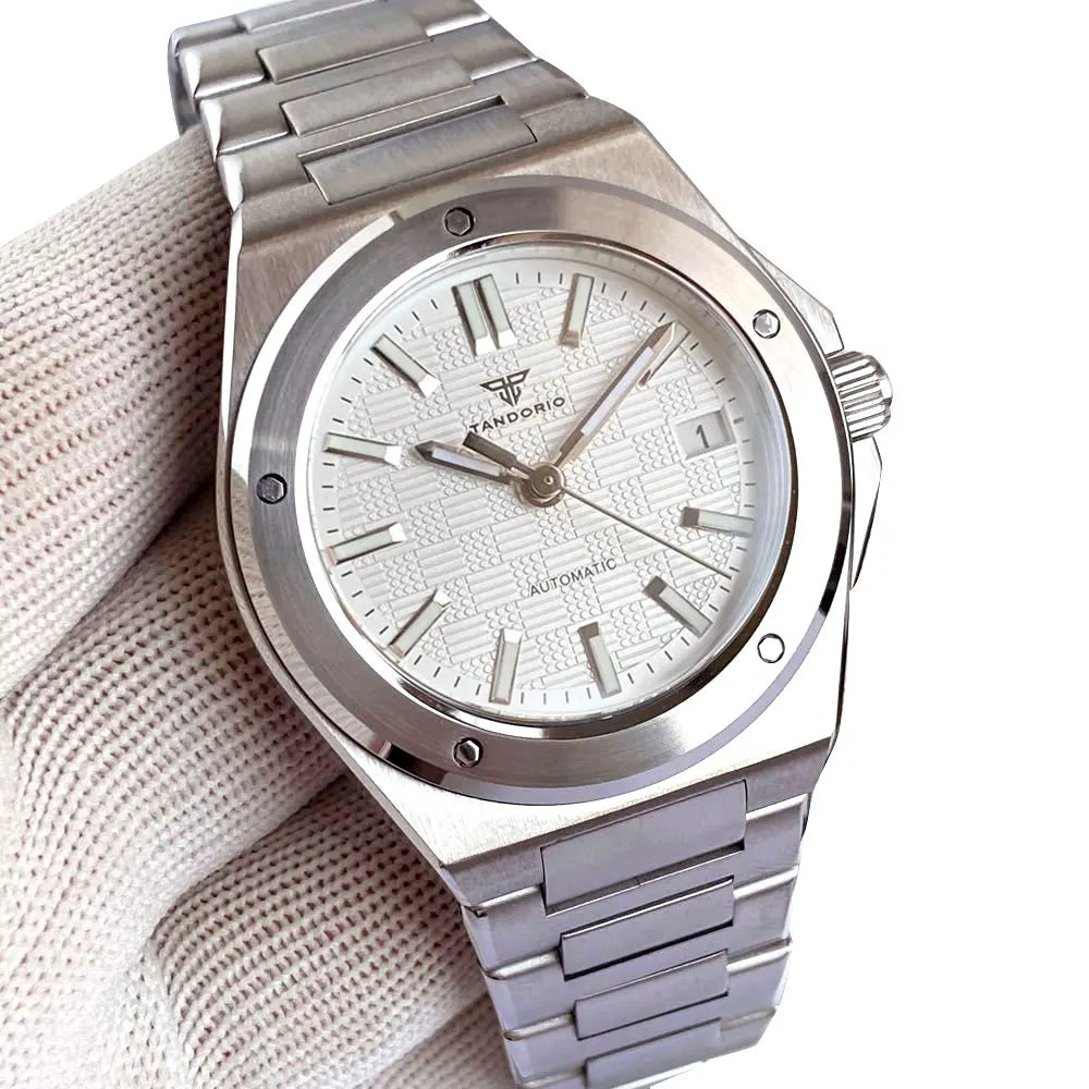 Tandorio Neue schwarze luxuriöse Business-Herrenuhr im Engineer-Stil, mechanisch, Saphirglas, 100m wasserdicht, NH35A Automatikuhren