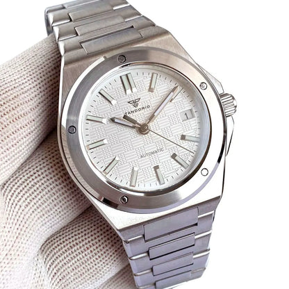 Tandorio Neue schwarze luxuriöse Business-Herrenuhr im Engineer-Stil, mechanisch, Saphirglas, 100m wasserdicht, NH35A Automatikuhren