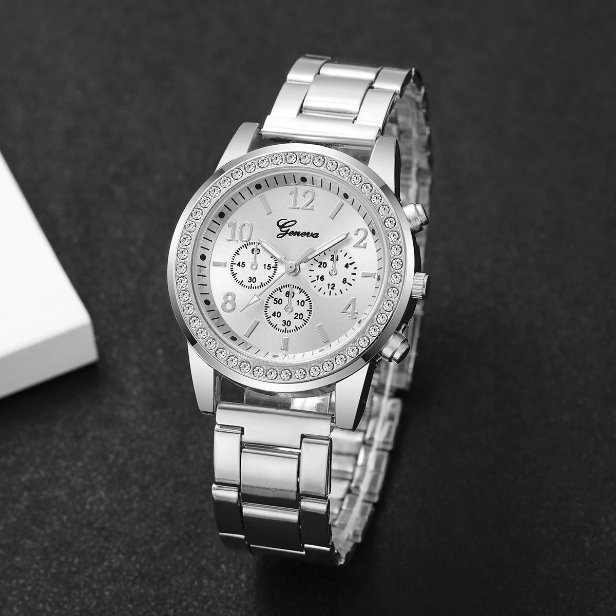 5PCS Luxury Diamond Women Watches Bracelet Set Ladies Arabic Dial Quartz Wristwatches Reloj Mujer (Without Box)
