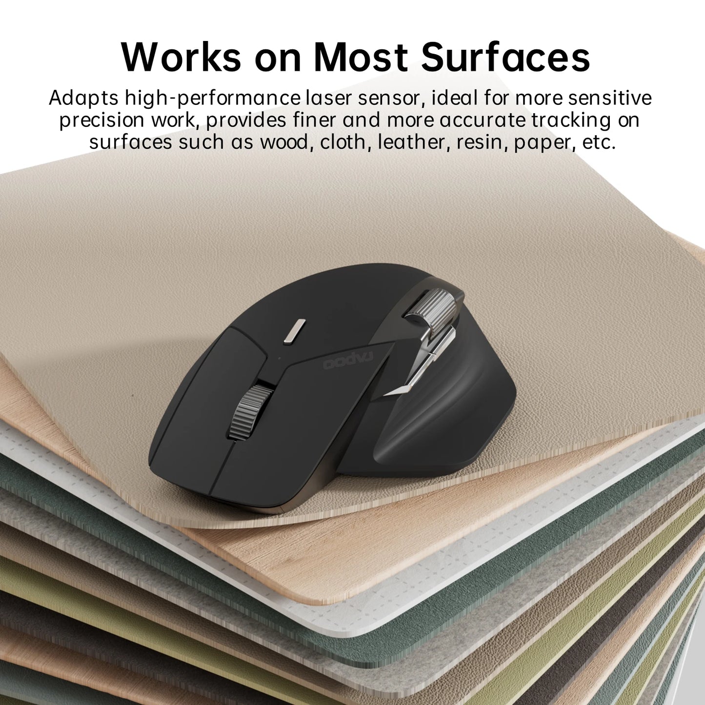 Mysz bezprzewodowa Rapoo MT760L/MT760M Multi-mode, akumulatorowa, ergonomiczna, 4000 DPI, obsługa do 4 urządzeń, mysz Bluetooth
