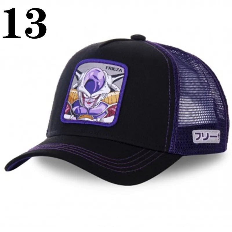 Casquette de baseball imprimée à l'effigie d'un personnage de l'anime Dragon Ball pour hommes et femmes – Casquette hip-hop – Casquette en maille pour camionneur – Protection solaire d'été pour les activités en plein air