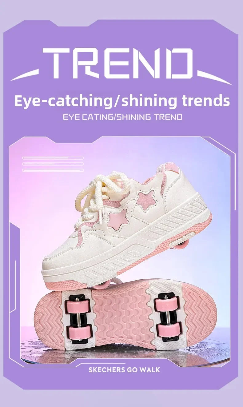Kids Roller Skate Shoes - Rechargeable Wheels Fashion Color Shiny Birthday for Boys and Girls Two-in-one Casual Shoes