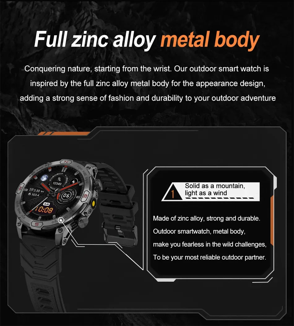Men's Fashion Outdoor Sport GPS Smart Watch with AMOLED HD Screen, Heart Rate Monitor, and Waterproof Features