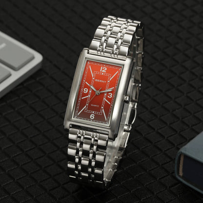 Montre carrée pour homme BERNY – Mouvement à quartz, cadran à chiffres romains, affichage luminescent, boîtier en acier inoxydable 316L – Montre rectangulaire élégante et décontractée