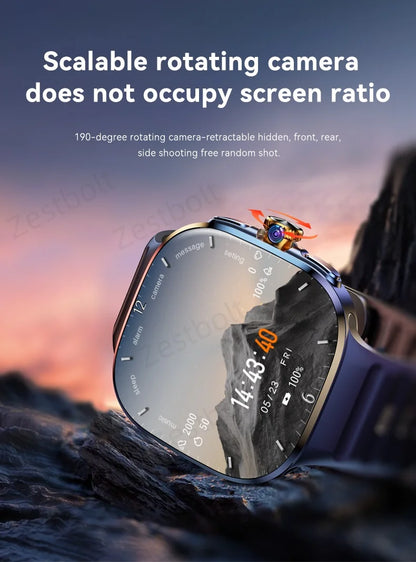 Original M99 Smartwatch 2.4 inch Amoled Screen insert 4G/5G Sim Card GPS WIFI 190° Rotating Camera Game Android 10.0 Smart Watch