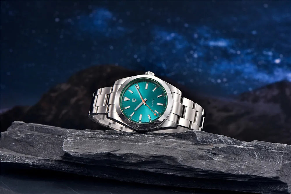 PAGANI DESIGN 2026 New Green Glass Men's Mechanical Watches Automatic Watch Men AR Sapphire crystal Stainless steel Wristwatch