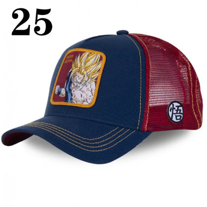 Casquette de baseball imprimée à l'effigie d'un personnage de l'anime Dragon Ball pour hommes et femmes – Casquette hip-hop – Casquette en maille pour camionneur – Protection solaire d'été pour les activités en plein air