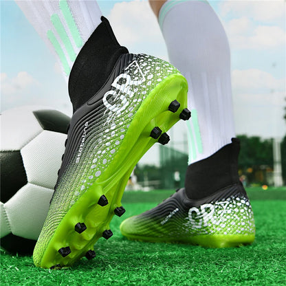 Chaussures de football professionnelles pour hommes/femmes, antidérapantes, à crampons FG, respirantes, chaussures d'entraînement à tige haute