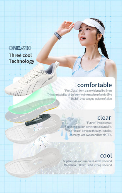 ONEMIX Women Sneakers Black Breathable Running Shoes for Woman 2024 Designer Free Shipping Pink Fashion Damping Sports Shoes
