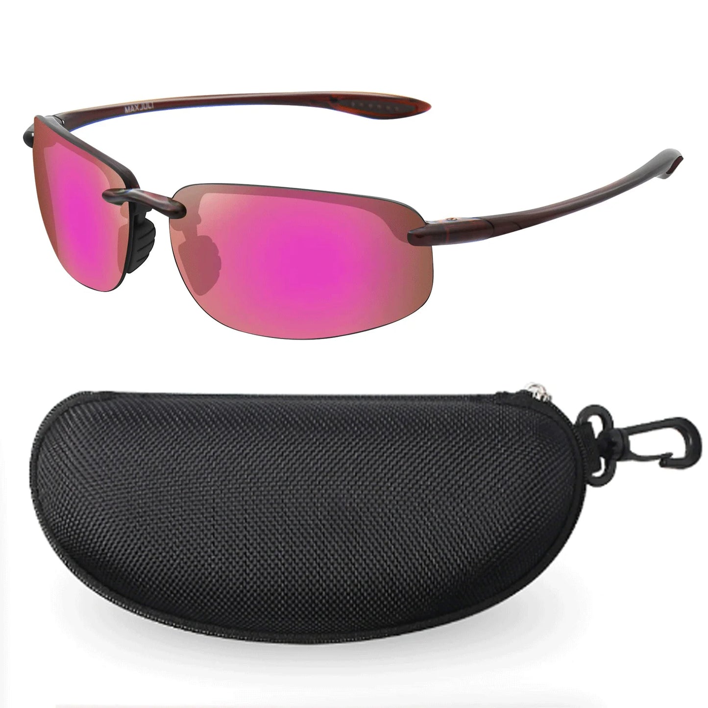 MAXJULI Polarized Sports Sunglasses for Men Women TR90 Rimless Frame Protection for Running Fishing  Driving UV400 8001