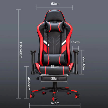 Massage Gaming Chair Ergonomic Office Chair with Footrest, 7-Point Massage Gaming Chair with Lumbar Support, Reclining Gamer Seat GC-RC03