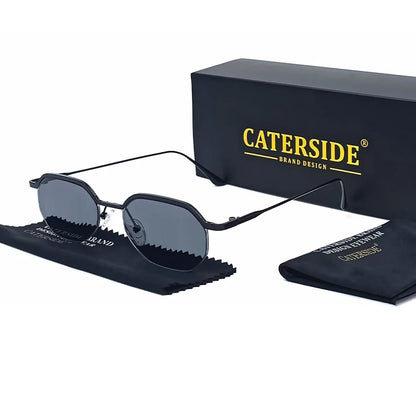 Caterside New Retro Small Frame Sunglasses Men's Polygonal Lenses Sun Glasses Women Business Travel Party Eyewear Summer Style