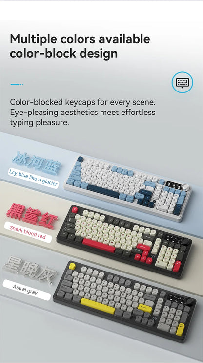 AJAZZ AF98 Wired/Wireless Keyboard Mechanical Feel Office Long Battery Life Three-Mode RGB Mixed Light ABS Keycaps Ergonomics