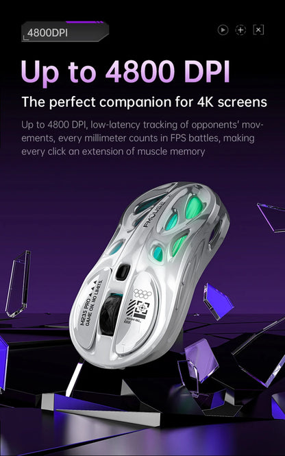 Mouse gaming RGB tri-mode wireless 2.4G, design gol și ușor, cu iluminare Chroma, cu fir și Bluetooth, controller mouse e-sports