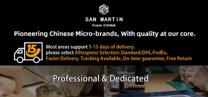 San Martin Vintage Men Quartz Watch Pilot VK64 Chronograph Watches Waterproof Luminous Quick Release Leather Strap SN0127