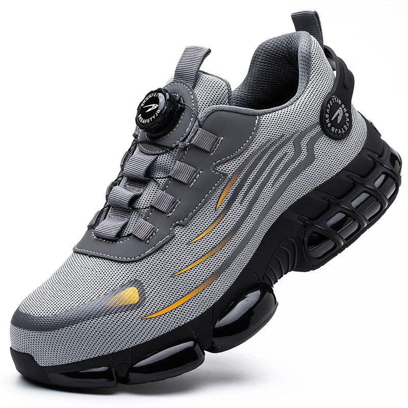 Chaussures de sécurité de travail à bouton rotatif pour hommes, chaussures à bout en acier indestructibles, baskets de travail, bottes de protection, taille 47 48