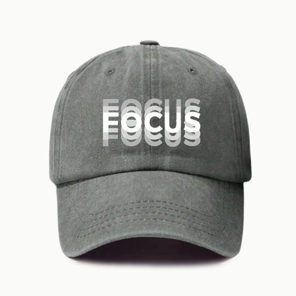 FOCUS Print Cap Washed Cotton Adjustable Classic Style Baseball Cap, Sports Duckbill Hat for Men and Women