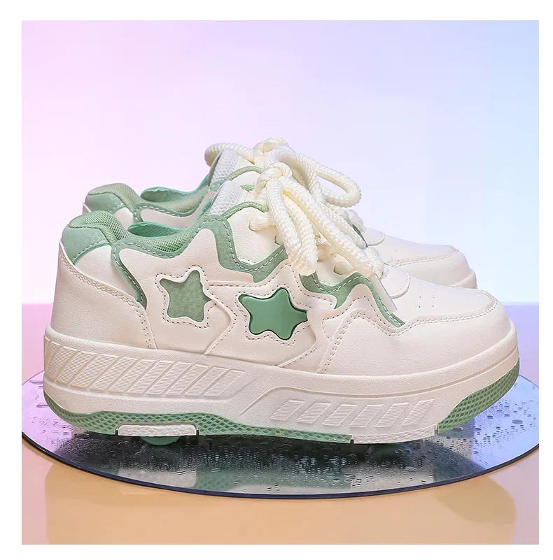 Kids Roller Skate Shoes - Rechargeable Wheels Fashion Color Shiny Birthday for Boys and Girls Two-in-one Casual Shoes