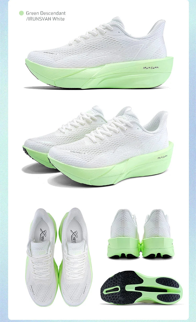 IRUNSVAN Carbon Fiber Sneakers für Einsteiger/Fortgeschrittene, atmungsaktive und bequeme Trainings-Laufschuhe mit dicker Sohle, unisex 130