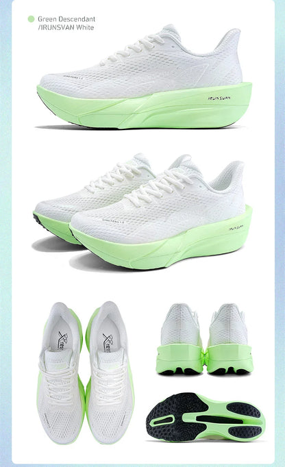 IRUNSVAN Carbon Fiber Sneakers für Einsteiger/Fortgeschrittene, atmungsaktive und bequeme Trainings-Laufschuhe mit dicker Sohle, unisex 130