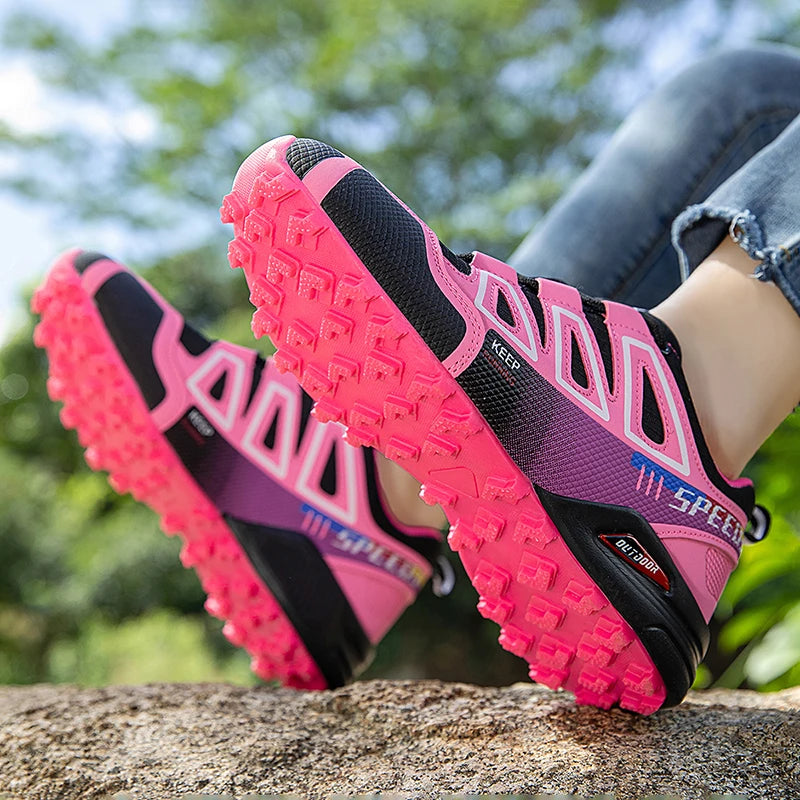 Scarpe da trekking da donna per attività outdoor, scarpe sportive da escursionismo, scarpe tattiche da caccia antiscivolo, scarpe da arrampicata traspiranti con lacci, ciclismo