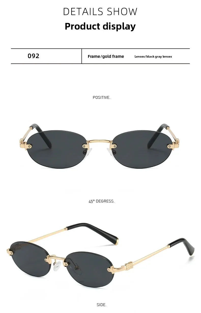 Frameless Ellipse Sunglasses, UV400 Protection Lightweight Design, Fashionable for Daily Wear & Outdoor