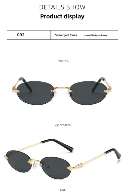 Frameless Ellipse Sunglasses, UV400 Protection Lightweight Design, Fashionable for Daily Wear & Outdoor