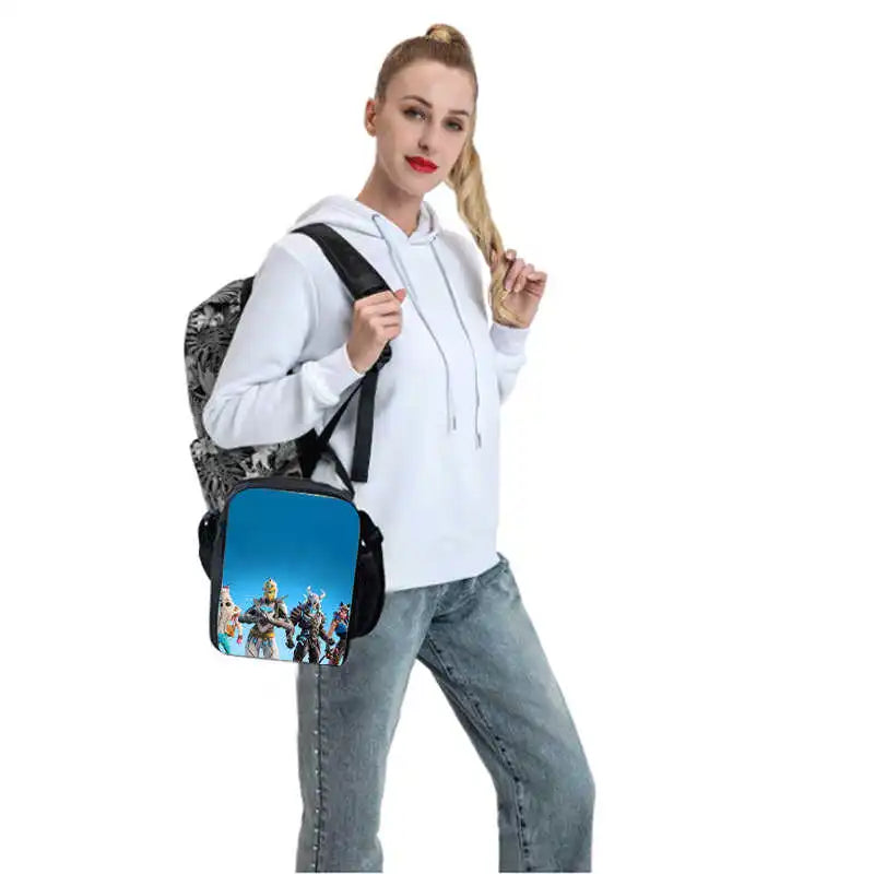 Lunch Bags for Children,Cartoon Fort-nite School Picnic Bags for Girls Boys,Kids Insulated Cooler Lunch Bags Portable Lightweigh