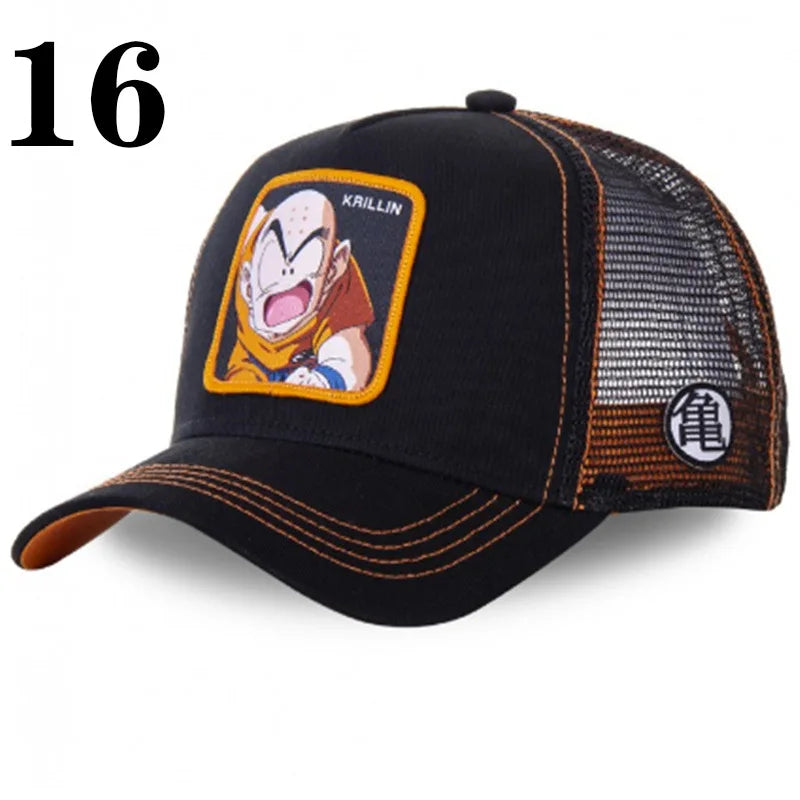 Casquette de baseball imprimée à l'effigie d'un personnage de l'anime Dragon Ball pour hommes et femmes – Casquette hip-hop – Casquette en maille pour camionneur – Protection solaire d'été pour les activités en plein air