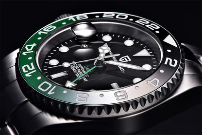 PAGANI DESIGN 40MM GMT Reloj para hombre de lujo con cristal de zafiro AR, reloj mecánico con bisel cerámico, automático, resistente al agua 100M, reloj de regalo