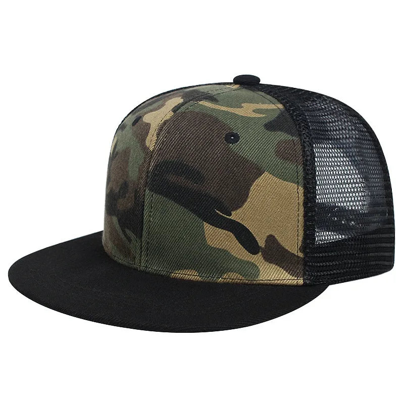 Herre-kasketter, flad hat, hiphop-snapback, fancy nitte-baseballkasket, street dance-kasket, trendy mesh-visir, unge drenge og piger