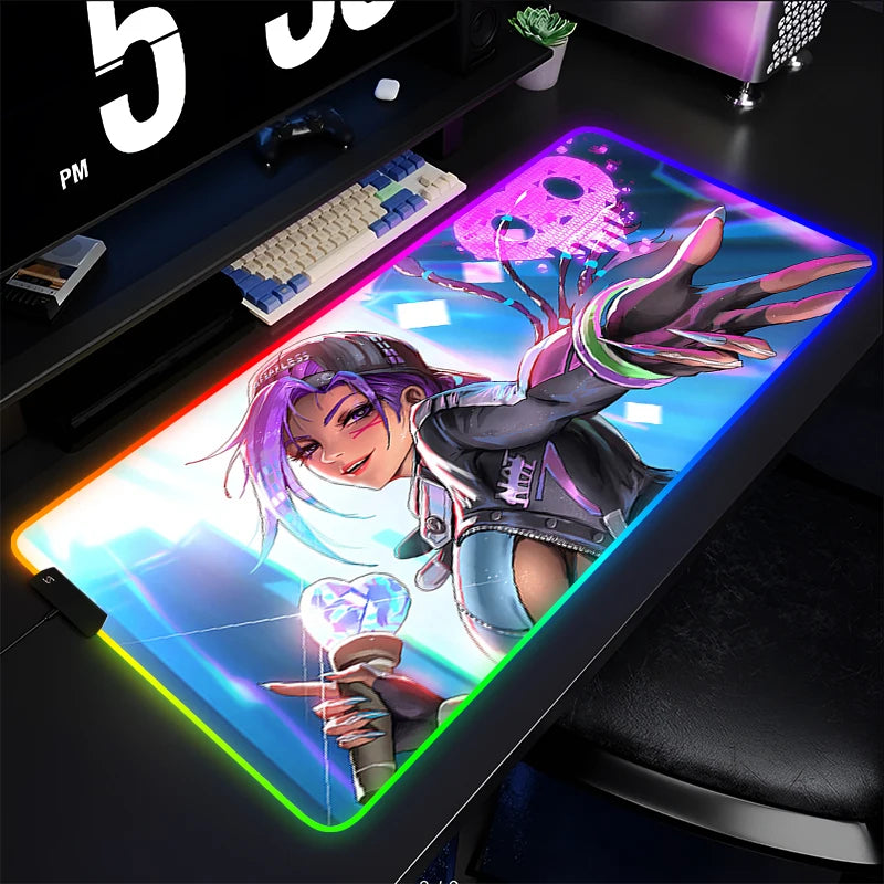 Tappetino mouse gaming, tappetino per tastiera Overwatch Sombra, tappetino da scrivania LED in gomma RGB, tappetino mouse gaming per notebook, kawaii
