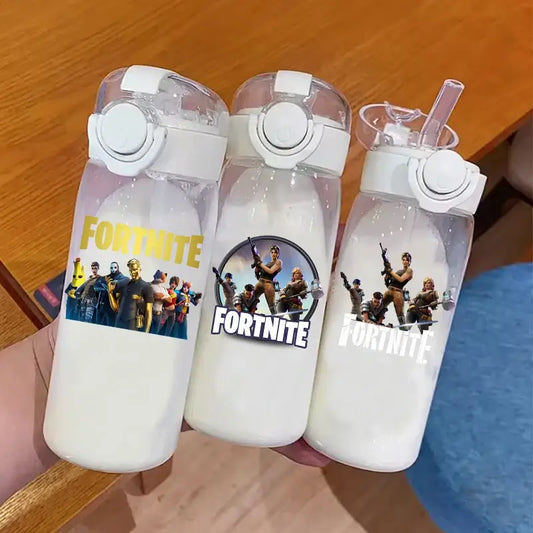 400ML Fortnites 18CM Straw Cup for Adult Boys Girls Cute Water Cup Cartoon Students Drop-Resistant Water Bottle Portable Gifts