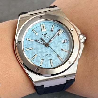Tandorio Neue schwarze luxuriöse Business-Herrenuhr im Engineer-Stil, mechanisch, Saphirglas, 100m wasserdicht, NH35A Automatikuhren